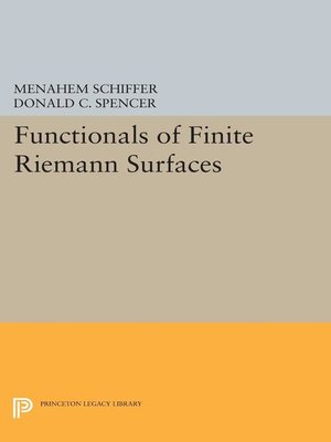 cover image of Functionals of Finite Riemann Surfaces